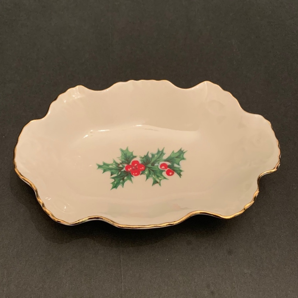 Dixon Art Studios 22k gold trimmed candy dish